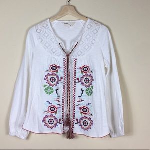 Long Sleeve Floral Embroidered